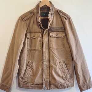 GH Bass Men Utility Field Jacket Canvas Barn Chore Coat Military Inspo Sz Small